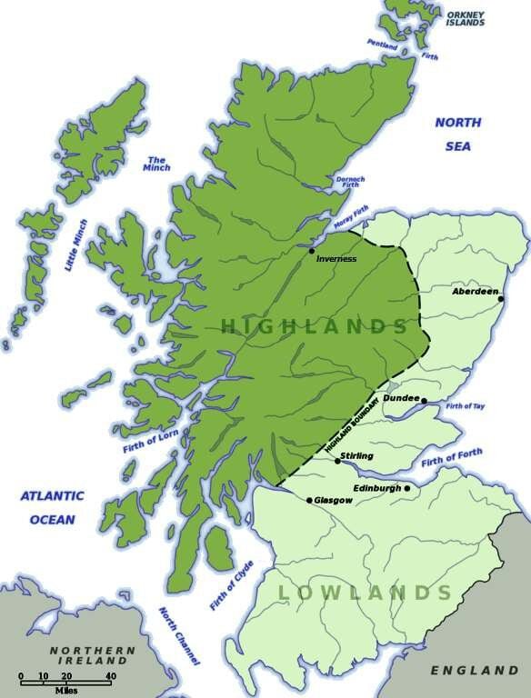 landkaart van de Schotse hooglanden