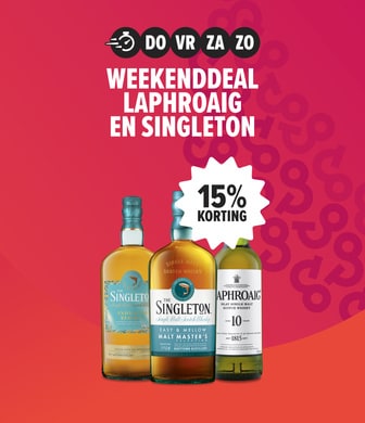Weekenddeal laphroaig & singleton met 15% korting